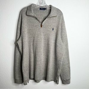 Polo Ralph Lauren Men Sweater XL Gray Quarter Zip A5